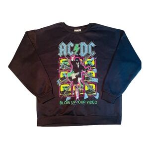 AC/DC Blow Up Your Video Graphic Sweatshirt Mens Medium Brown Neon Rock Band